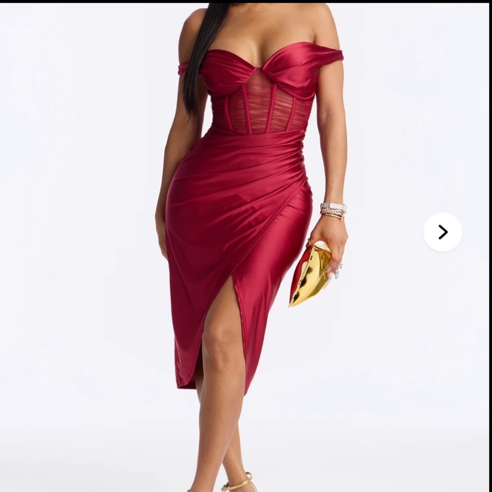 Fashion Nova Strapless Wine Dress